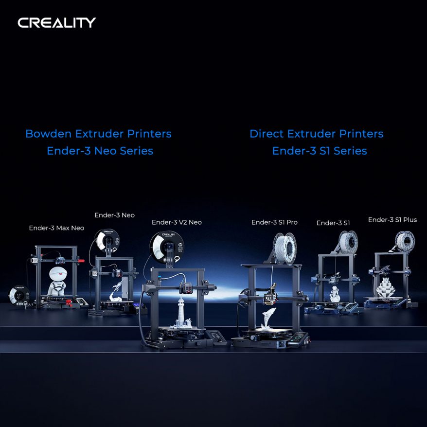 Comparing the Ender 3 Neo vs the Ender 3 S1 range, with bowden extruders on the Neo range, and direct extruders in the S1 range