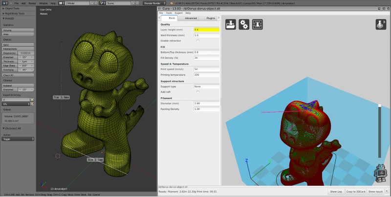 Blender CAD software for 3D printers