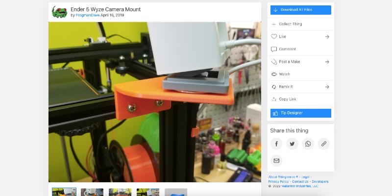 The Ender Pro 5 Camera Mount from Thingiverse