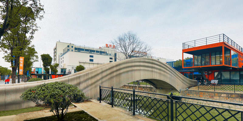 The completed 3D printed bridge in Shanghai.