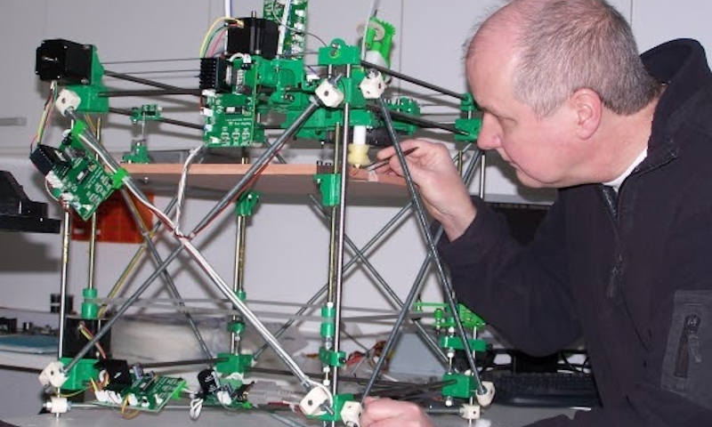 dr adrian bowyer with a reprap darwin