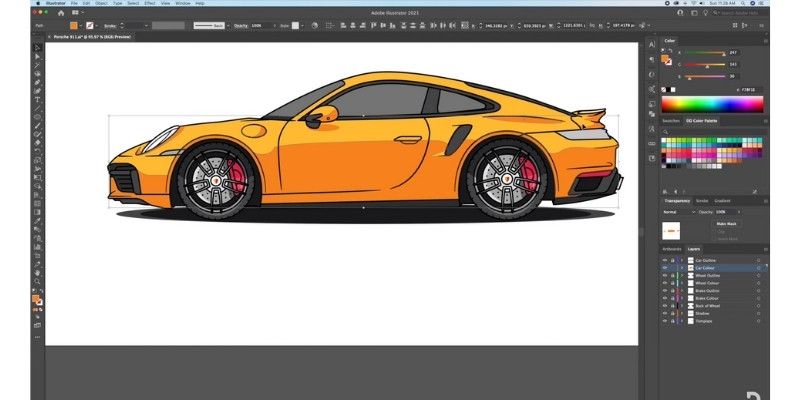 draw a flat car vector in adobe illustrator