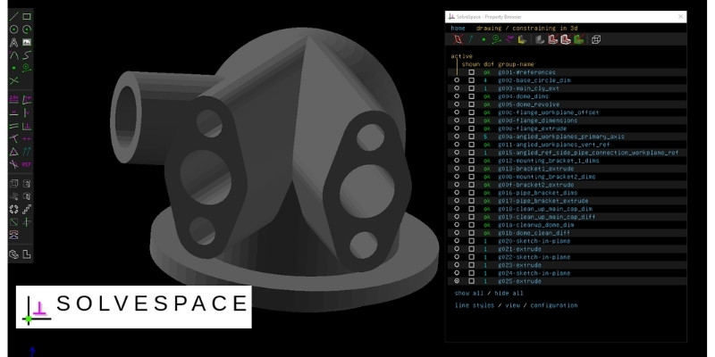 drawing and constraining in SolveSpace