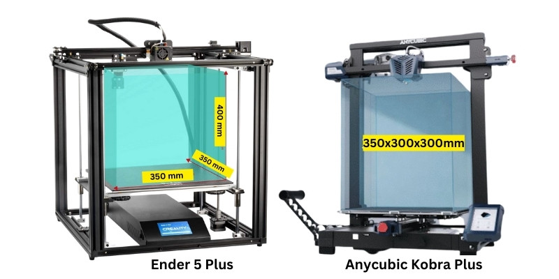 Ender 5 Plus vs Anycubic Kobra Plus build volume