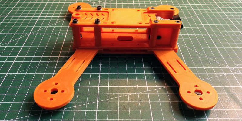 A 3D printed drone frame, without any electronics.