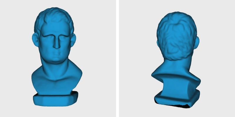 A 3D scanned statue with the Revopoint POP 2 showing the precision