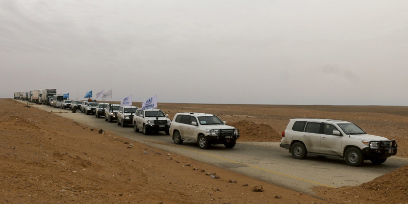 A 133 vehicle strong UN Humanitatial aid and logisitcal support convoy