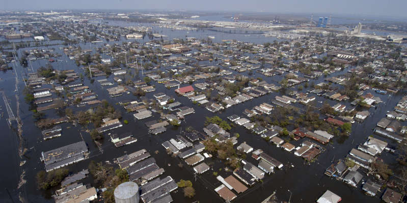 Flooded neighbourhoods in Louisiana