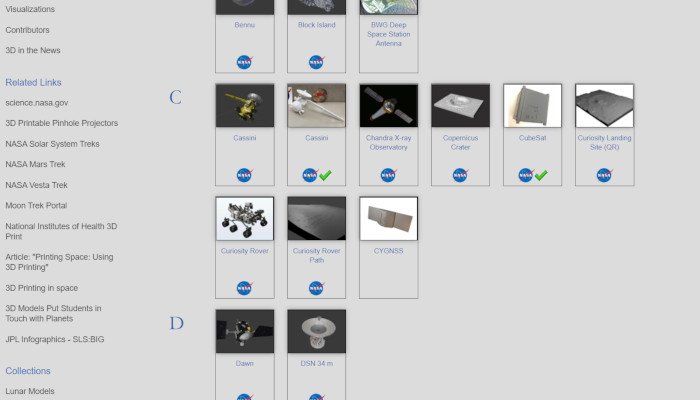 nasa 3d printer models library