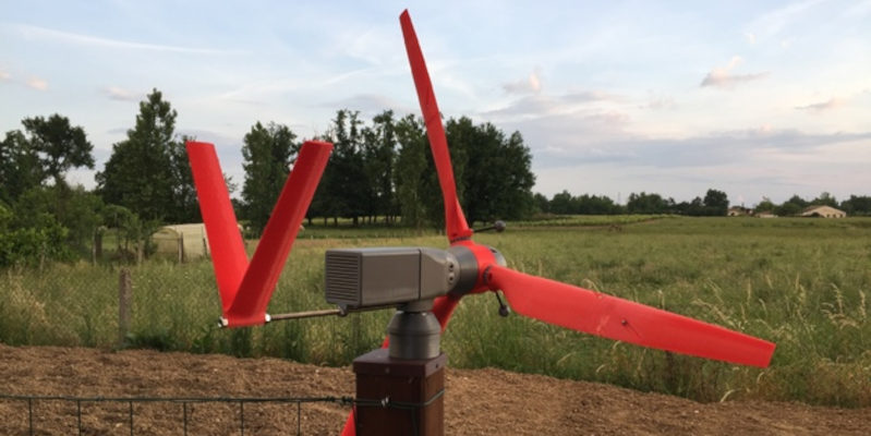 A 3D printed wind turbine created using Daniel Davis's design