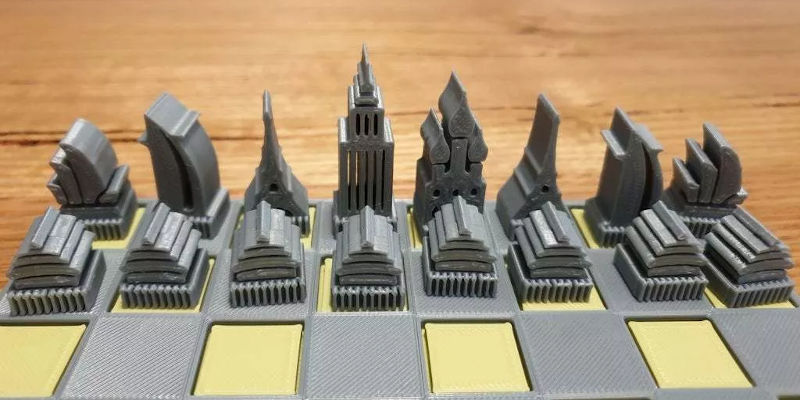 3D Printed Architecture Chess Pieces