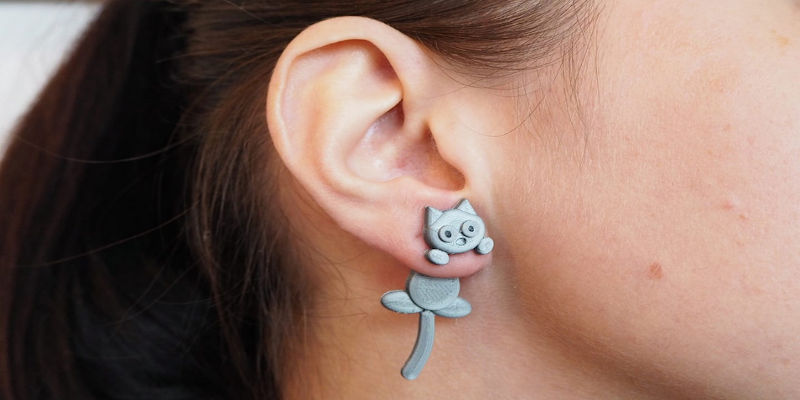 3D Printed Cute Earrings Cat