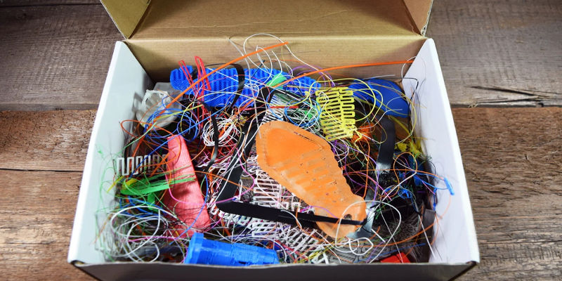 A box of filament waste