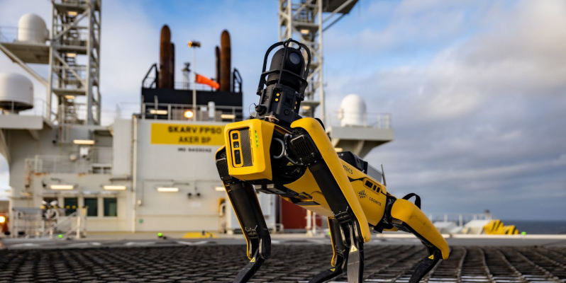"Spot," a robotic dog on Aker BP's "Skarv" platform.
