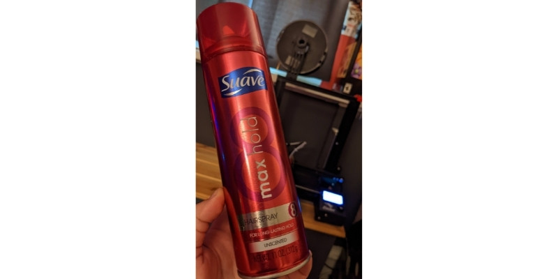 suave max hold unscented with 3D printer in background