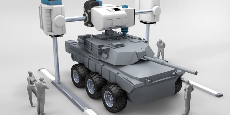 Concept illustration of a 3D printed military tank