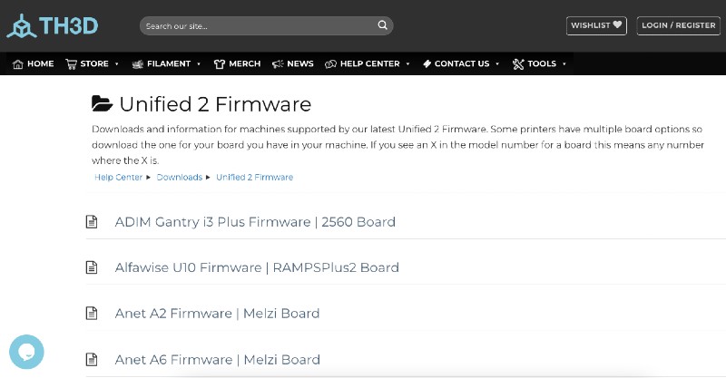 The TH3D Unified Firmware download page