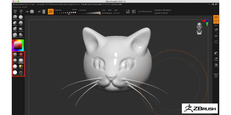 ZBrushCoreMini is the best free software if  you want to learn sculpting on a Macbook